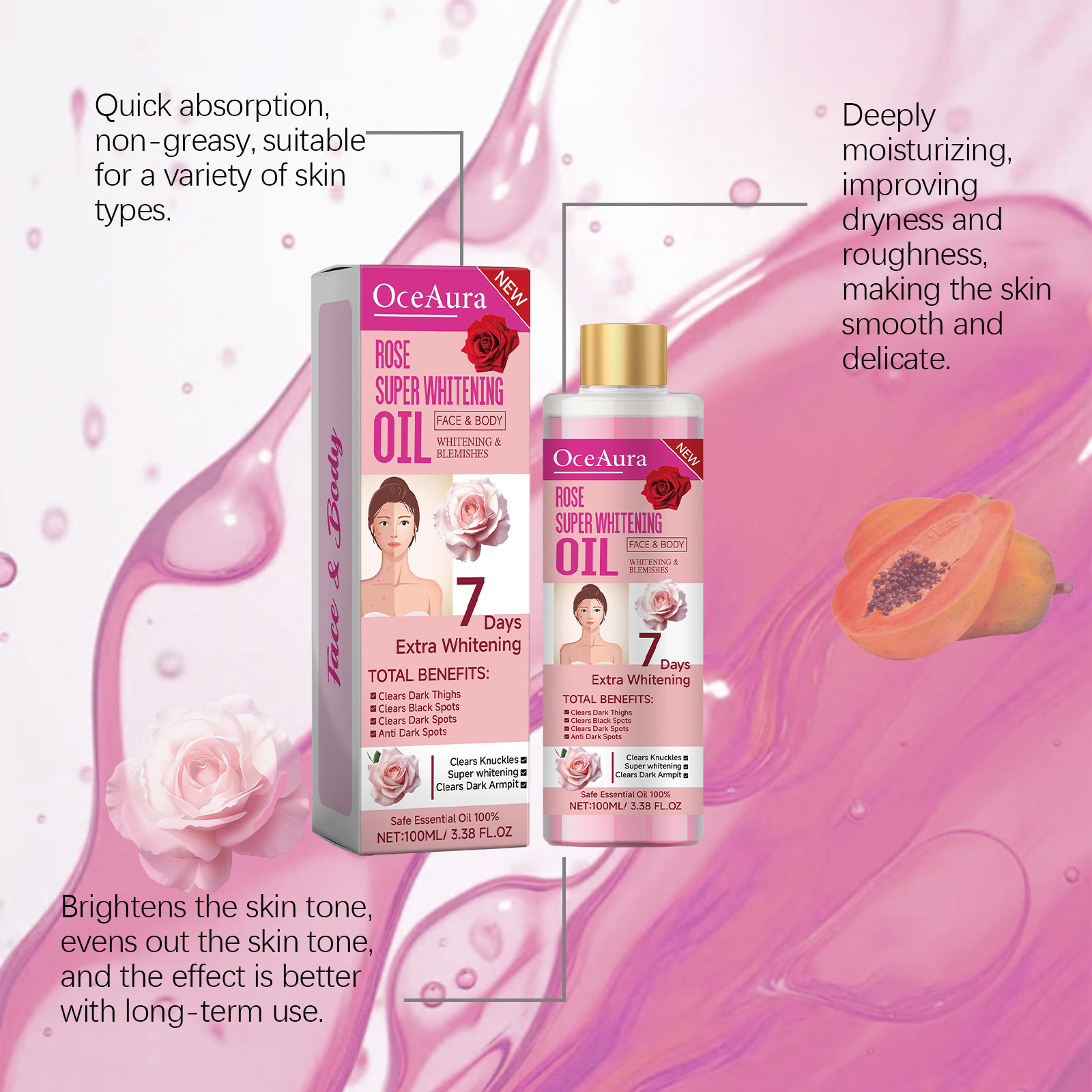Body Whitening Oil 100ml Natur - огляд і ціна Substrate Coconut Fiber